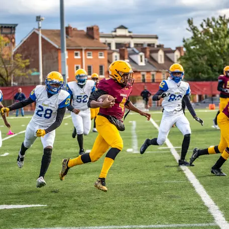 Football players practicing