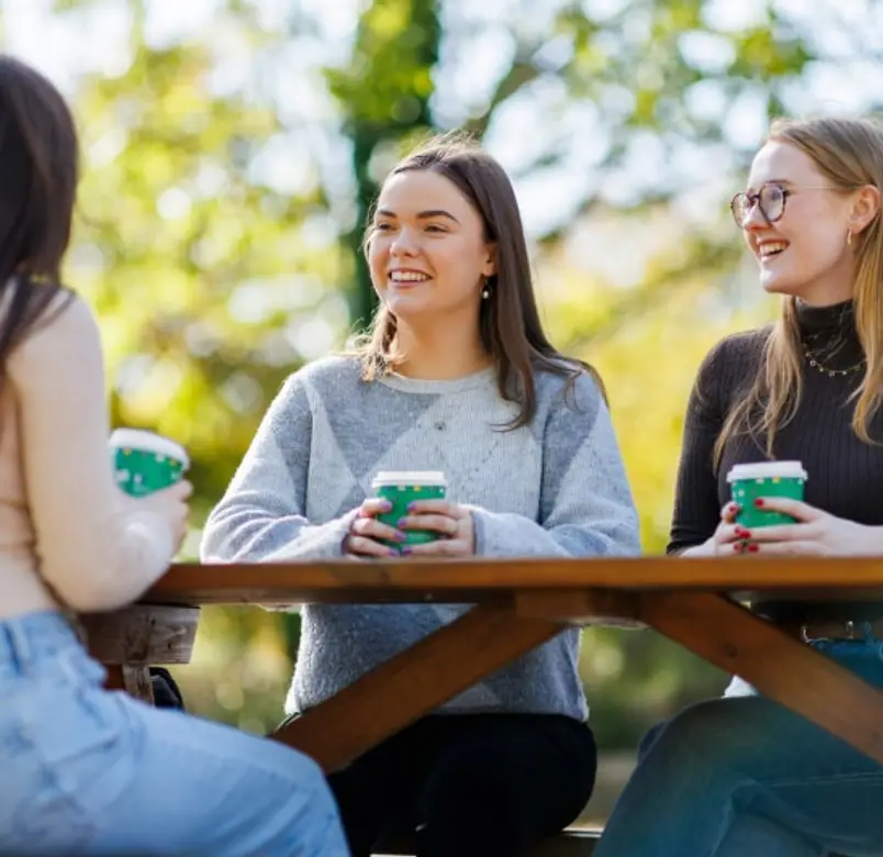 Students sat around a table